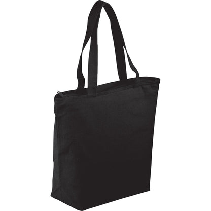 Zippered 8 oz Cotton Canvas Tote with Gusset, 12.4 x 14.2 in