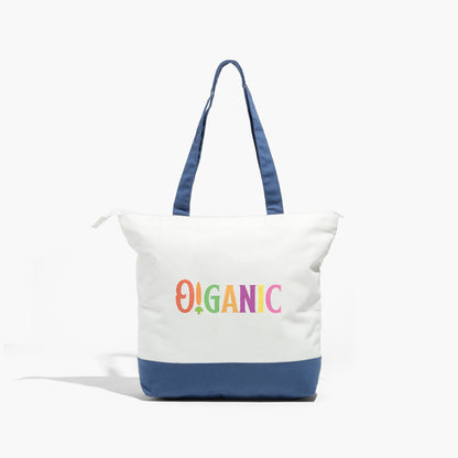 Zippered Cotton Canvas Tote with Interior Pocket, 15 x 18 in