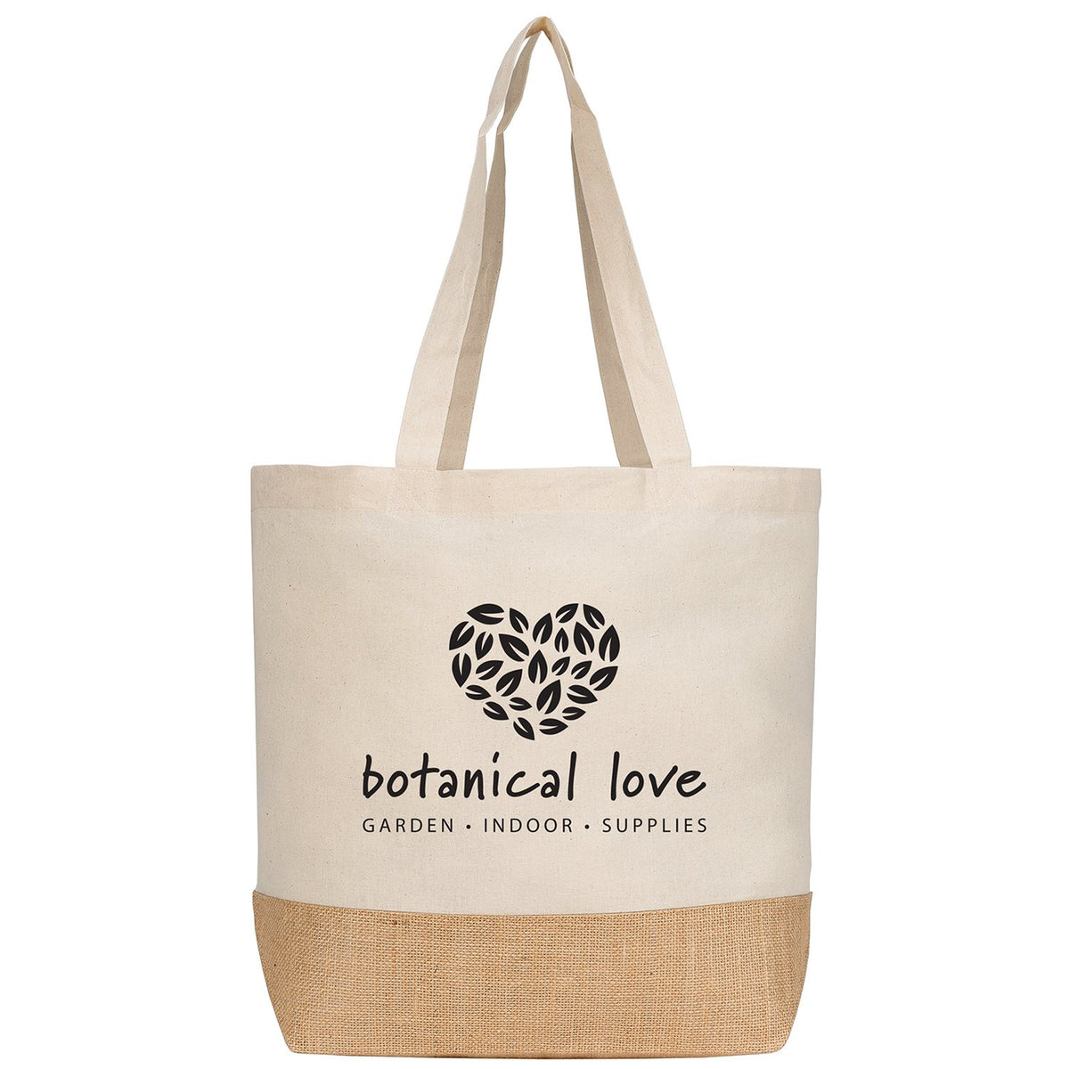 Recycled Cotton Blend Market Tote with Jute Front Panel, 14.6 x 19.7 in