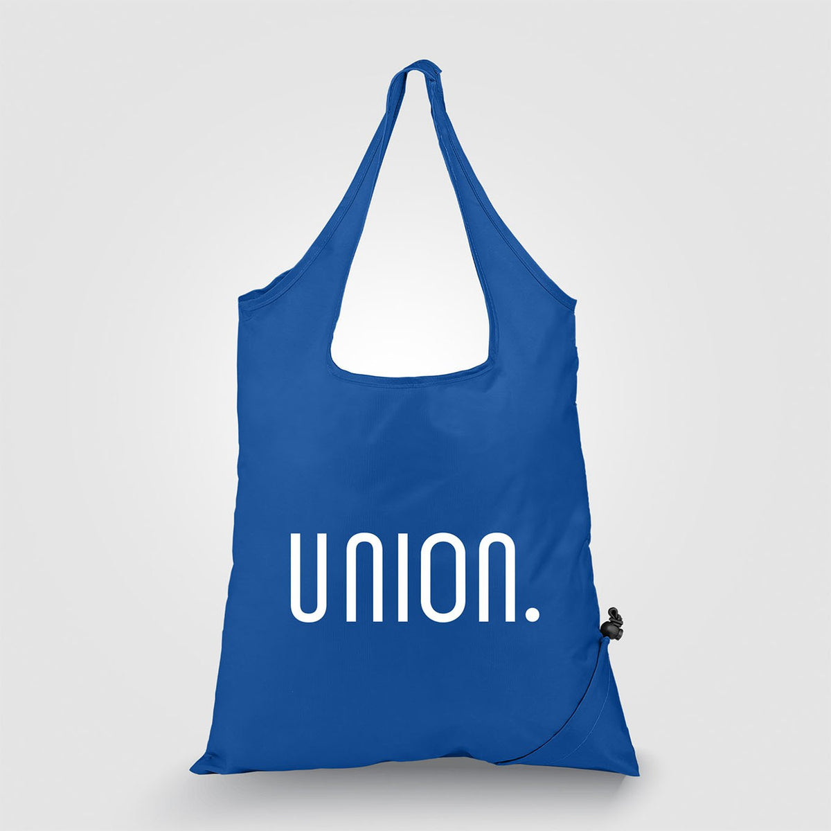 Foldable 210D Polyester Shopper with Drawstring Corner Pocket, 16 x 15.4 in