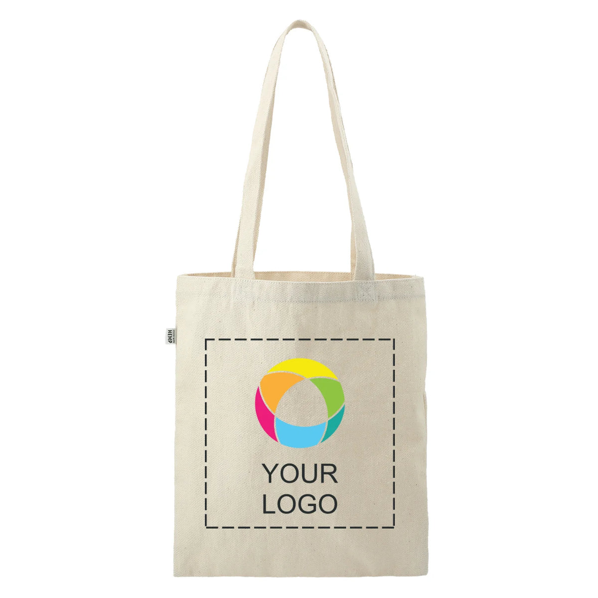 Flat Hemp Cotton Blend Tote Bag with 12 in Handle Drop, 13 x 14.75 in