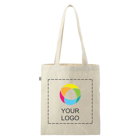 Flat Hemp Cotton Blend Tote Bag with 12 in Handle Drop, 13 x 14.75 in