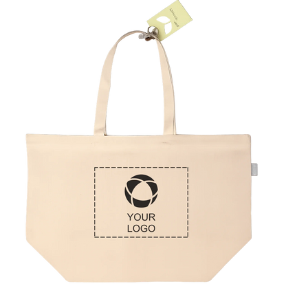 Recycled Cotton Blend Open Top Grocery Tote Bag, 13 x 19.7 in