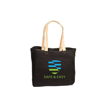 Wholesale 100% Jute Tote Bag with Cotton Web Handles, 13.8 x 17.8 in