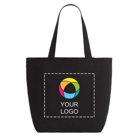 Zippered 8 oz Cotton Canvas Tote with Gusset, 12.4 x 14.2 in