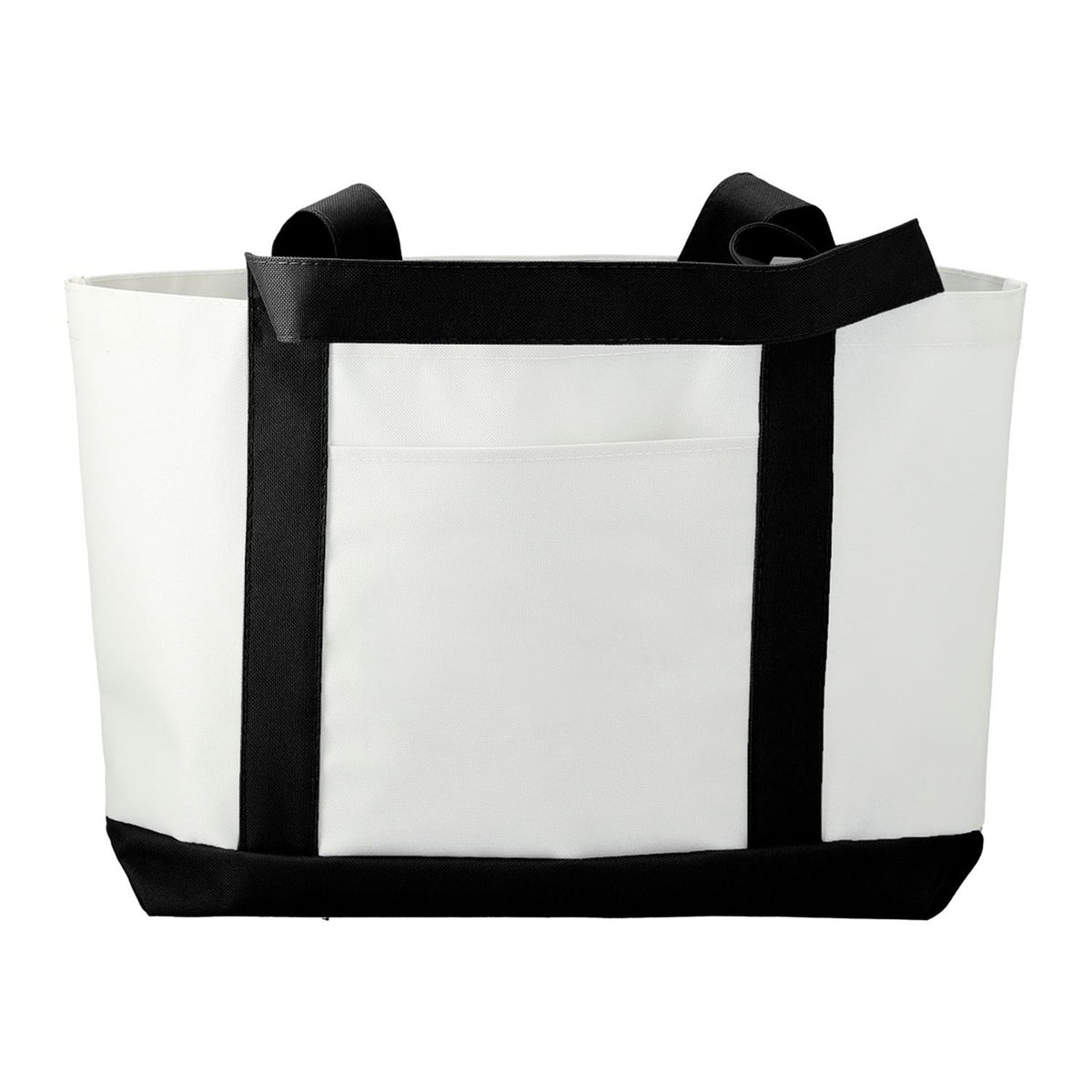 600D Polycanvas Tote Bag with Front Pocket and Trim, 11 x 18 in