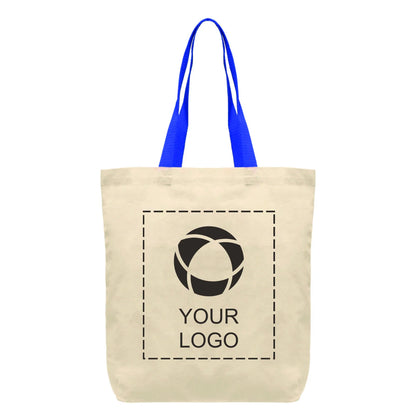 Cotton Tote Bag with Contrast Colour Handles, 14 x 14.75 in