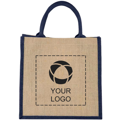 Medium Jute Gift Tote Bag with Hook and Loop Closure, 11.75 in Wide