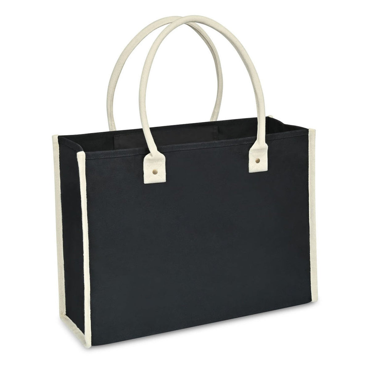 Structured Cotton Canvas Market Tote with Padded Handles, 13.5 x 19 in