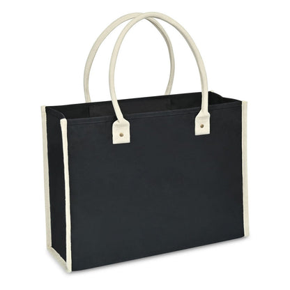Structured Cotton Canvas Market Tote with Padded Handles, 13.5 x 19 in