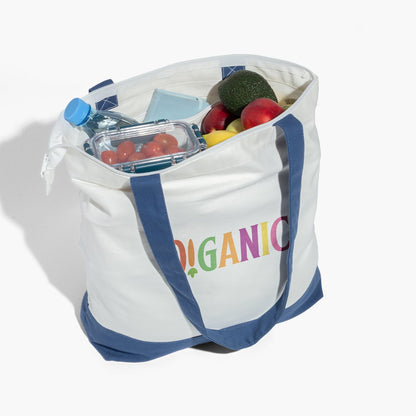 Zippered Cotton Canvas Tote with Interior Pocket, 15 x 18 in