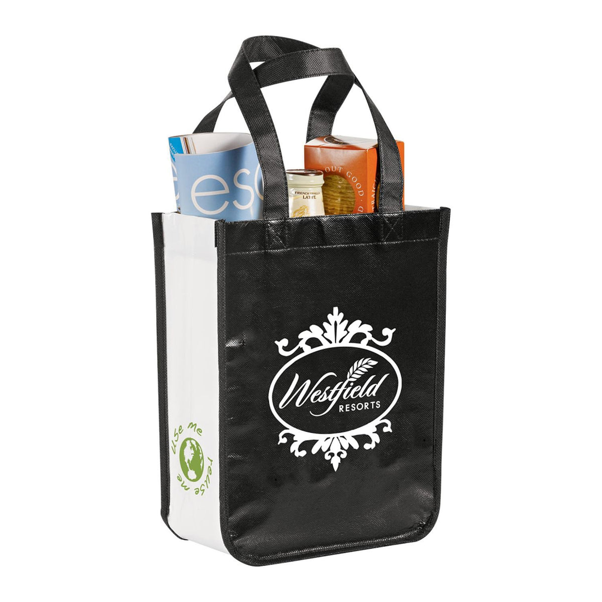 Gloss Laminated Non-Woven Gift Tote Bag, Water-Resistant, 12 x 9 in