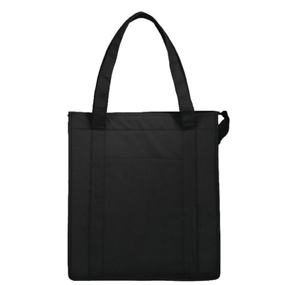 Insulated Non-Woven Zippered Grocery Cooler Tote, 15 x 13 x 9 in
