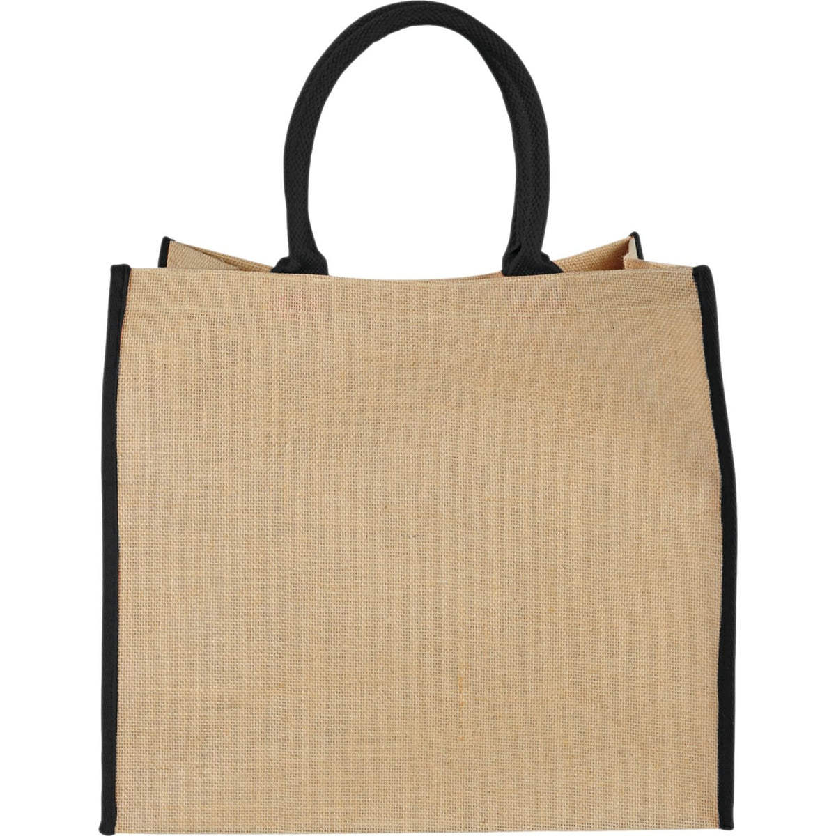 Large Jute Tote with Contrast Colour Handles, 14 x 16 x 7.5 in