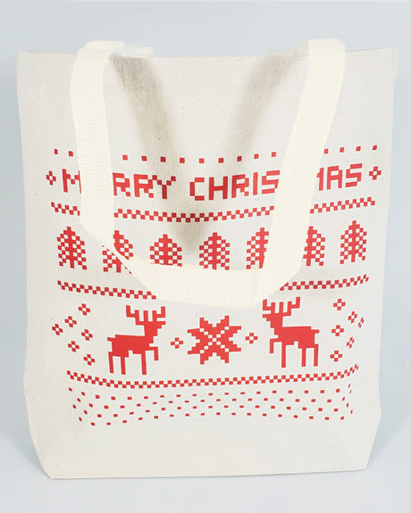 Merry Christmas 8 in Mini Canvas Gift Tote Bags w/ Gusset Optima