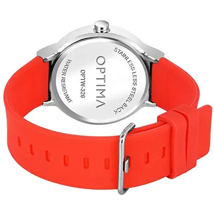 Analogue Quartz Watches Optima Watch Men's Water Resistant Analogue Quartz Watches(red)