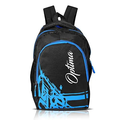 OPTIMA Water Resistant Slim Backpack for Men and Women Fits 13 Inch Laptop and Notebook (Black and Blue) optima-bags