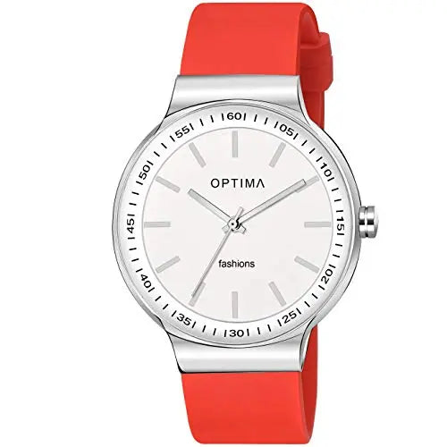 Analogue Quartz Watches Optima Watch Men's Water Resistant Analogue Quartz Watches(red)