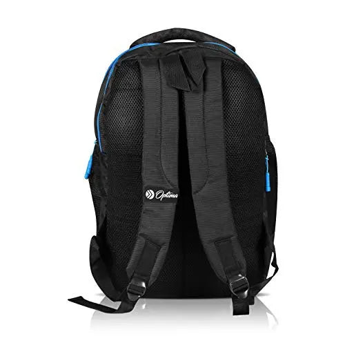 OPTIMA Water Resistant Slim Backpack for Men and Women Fits 13 Inch Laptop and Notebook Black and Blue Optima Inc