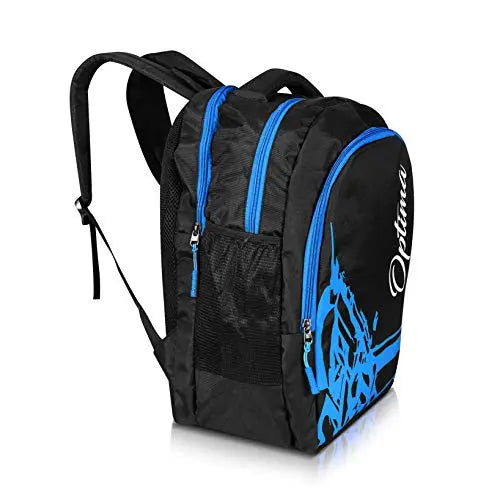 OPTIMA Water Resistant Slim Backpack for Men and Women Fits 13 Inch Laptop and Notebook (Black and Blue) optima-bags