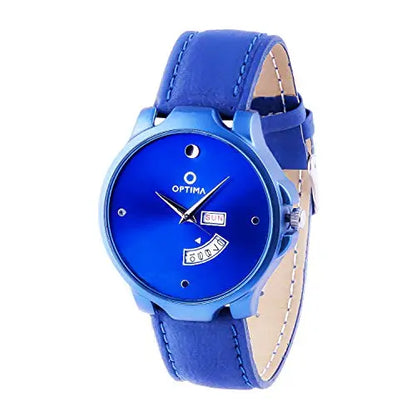 Optima Watch Men's Fashion Water Resistant Sports Slim Analogue Quartz Stainless Steel Leather Watches Mens Bracelet (Blue) optima-bags