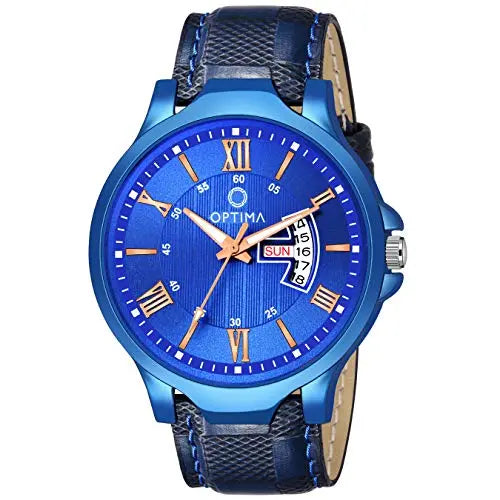 OMD-625 Fashion Analogue Men's Watch(Blue Dial Black Colored Strap)-OMD-625 optima-bags