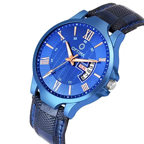 OMD-625 Fashion Analogue Men's Watch(Blue Dial Black Colored Strap)-OMD-625 optima-bags