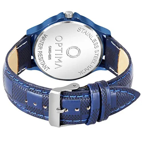 OMD-625 Fashion Analogue Men's Watch(Blue Dial Black Colored Strap)-OMD-625 optima-bags